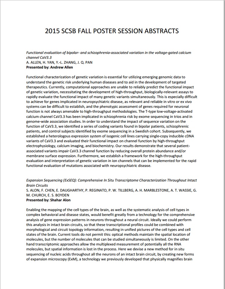 Poster Session abstracts pic